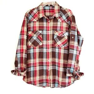 Design in Italy Women’s Flannel Shirt - Red, Blue, and Brown